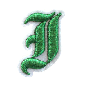 3D Old English Roman Font Alphabets A To Z Size 2 Inches Green Embroidery Patch