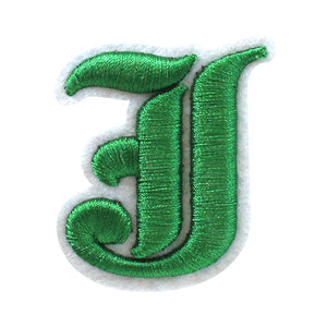 3D Old English Roman Font Alphabets A To Z Size 2 Inches Green Embroidery Patch