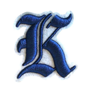 3D Old English Roman Font Alphabets A To Z Size 3 Inches Royal Blue Embroidery Patch