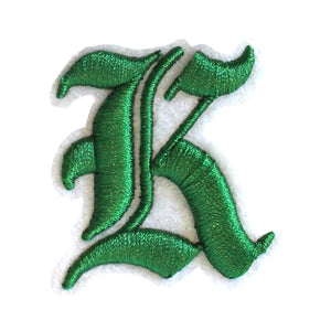 3D Old English Roman Font Alphabets A To Z Size 2 Inches Green Embroidery Patch