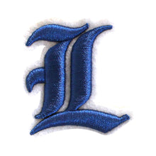 Load image into Gallery viewer, 3D Old English Roman Font Alphabets A To Z Size 2 Inches Royal Blue Embroidery Patch
