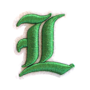 3D Old English Roman Font Alphabets A To Z Size 2 Inches Green Embroidery Patch