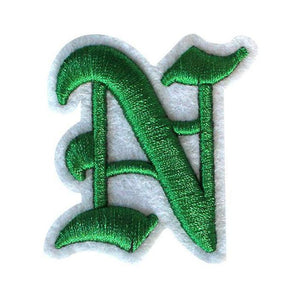 3D Old English Roman Font Alphabets A To Z Size 3 Inches Green Embroidery Patch