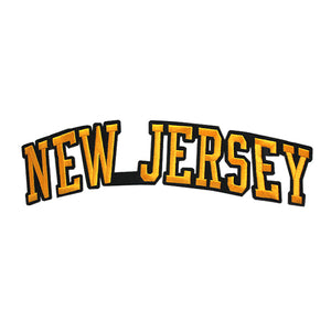 Varsity State Name New Jersey in Multicolor Embroidery Patch