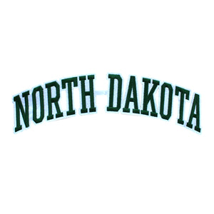 Varsity State Name North Dakota in Multicolor Embroidery Patch