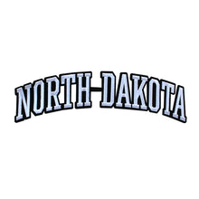 Load image into Gallery viewer, Varsity State Name North Dakota in Multicolor Embroidery Patch
