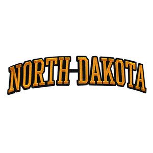 Varsity State Name North Dakota in Multicolor Embroidery Patch