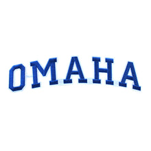 Load image into Gallery viewer, Varsity City Name Omaha in Multicolor Embroidery Patch
