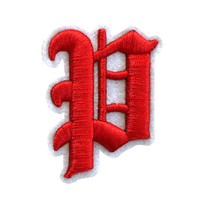 3D Old English Roman Font Alphabets A To Z Size 2 Inches Red Embroidery Patch