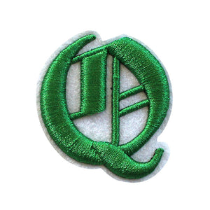 3D Old English Roman Font Alphabets A To Z Size 2 Inches Green Embroidery Patch