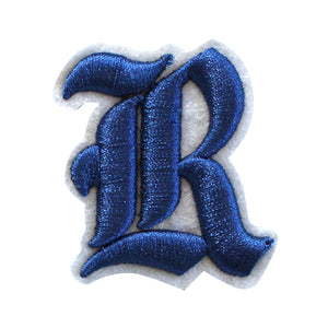 3D Old English Roman Font Alphabets A To Z Size 2 Inches Royal Blue Embroidery Patch