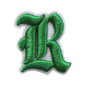 3D Old English Roman Font Alphabets A To Z Size 2 Inches Green Embroidery Patch