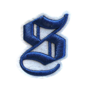 3D Old English Roman Font Alphabets A To Z Size 3 Inches Royal Blue Embroidery Patch