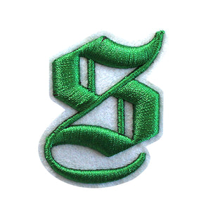 3D Old English Roman Font Alphabets A To Z Size 2 Inches Green Embroidery Patch