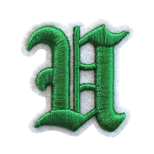 3D Old English Roman Font Alphabets A To Z Size 2 Inches Green Embroidery Patch