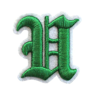 3D Old English Roman Font Alphabets A To Z Size 3 Inches Green Embroidery Patch