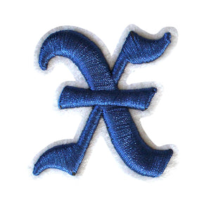 3D Old English Roman Font Alphabets A To Z Size 2 Inches Royal Blue Embroidery Patch