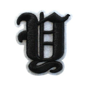 3D Old English Roman Font Alphabets A To Z Size 2 Inches Black Embroidery Patch