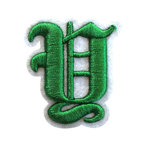 3D Old English Roman Font Alphabets A To Z Size 2 Inches Green Embroidery Patch