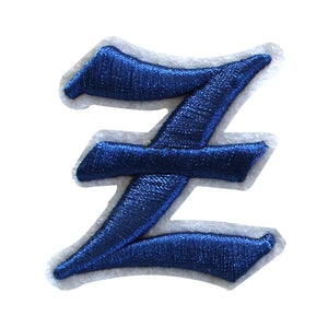 3D Old English Roman Font Alphabets A To Z Size 2 Inches Royal Blue Embroidery Patch