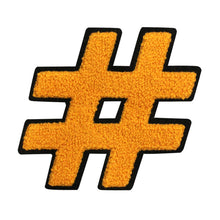 Load image into Gallery viewer, Letter Varsity Symbol Hashtag Sharp # Sign Chenille Large Patches
