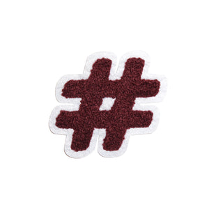 Letter Varsity Symbol Hashtag Sharp # Sign Chenille Small Patches