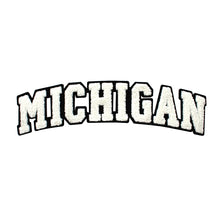 Load image into Gallery viewer, Varsity State Name Michigan in Multicolor Chenille Patch
