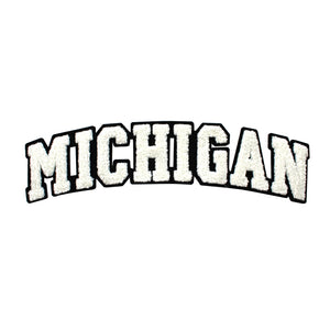 Varsity State Name Michigan in Multicolor Chenille Patch