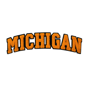 Varsity State Name Michigan in Multicolor Chenille Patch