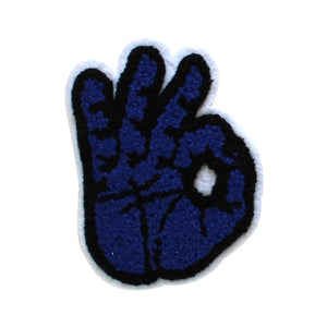 OK Hand Gesture in Multicolor Chenille Patch