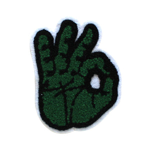 OK Hand Gesture in Multicolor Chenille Patch