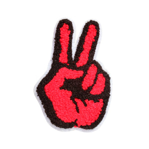 Peace Sign Two Fingers in Multicolor Chenille Patch