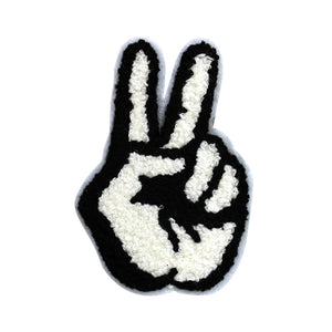 Peace Sign Two Fingers in Multicolor Chenille Patch