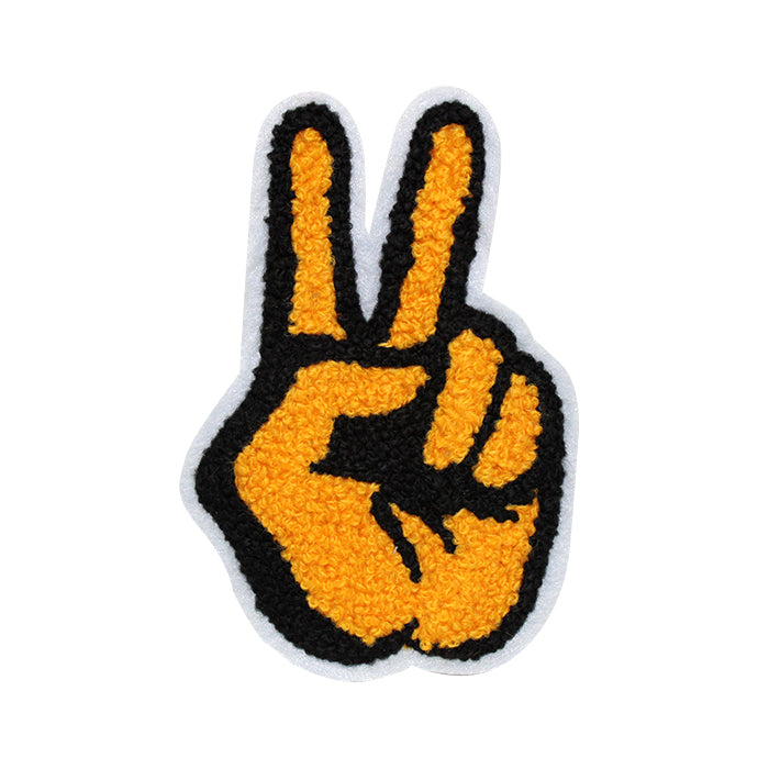 Peace Sign Two Fingers in Multicolor Chenille Patch